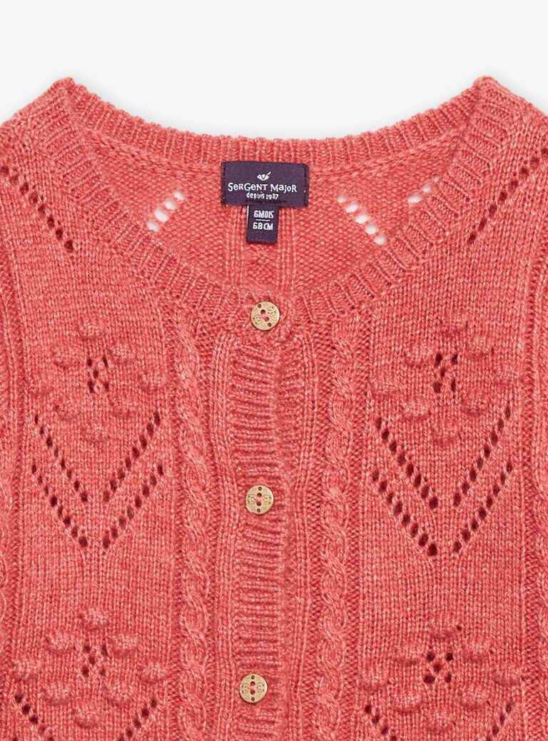 Cardigan rose passion en tricot ajouré