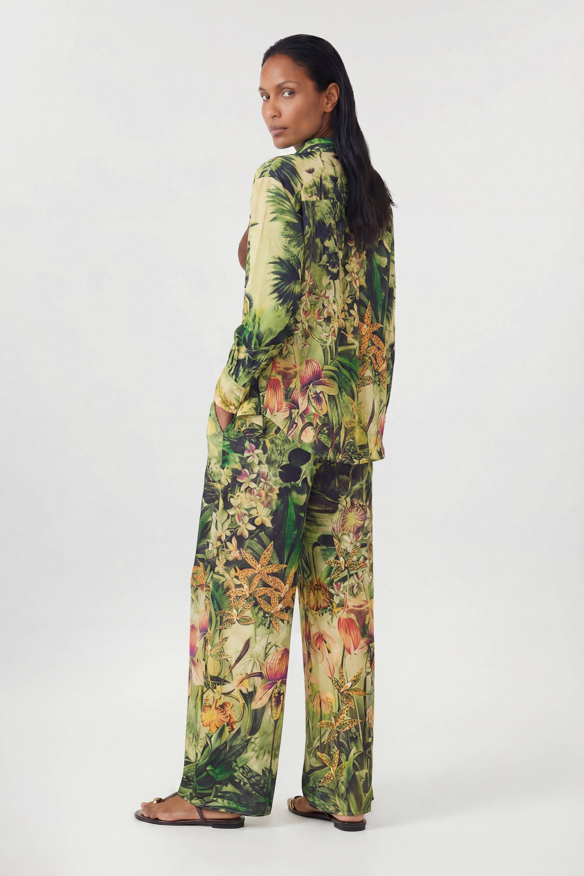 KarenMillen Pantalon Cache-maillot En Viscose Filée Imprimé Tropical Plage