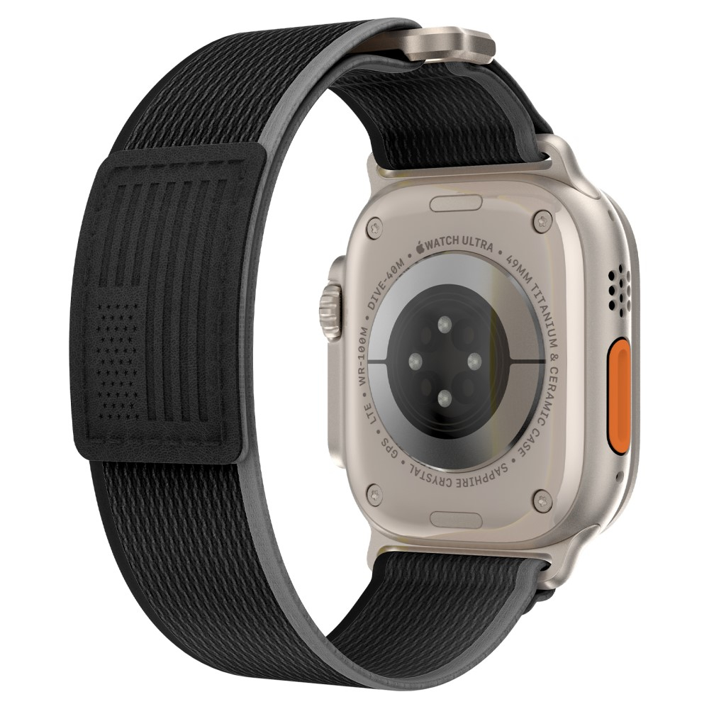 Apple Watch (49/46/45/44 mm) Nylon Armband mit geflochtenem Design (Gelenkumfang: 175 - 215 mm) - Schwarz / Grau