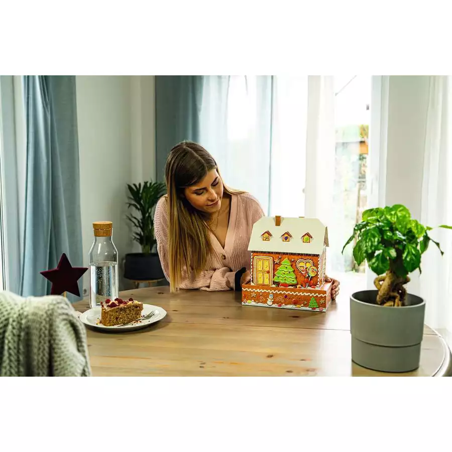 Ravensburger Lebkuchenhaus bei Nacht bunt