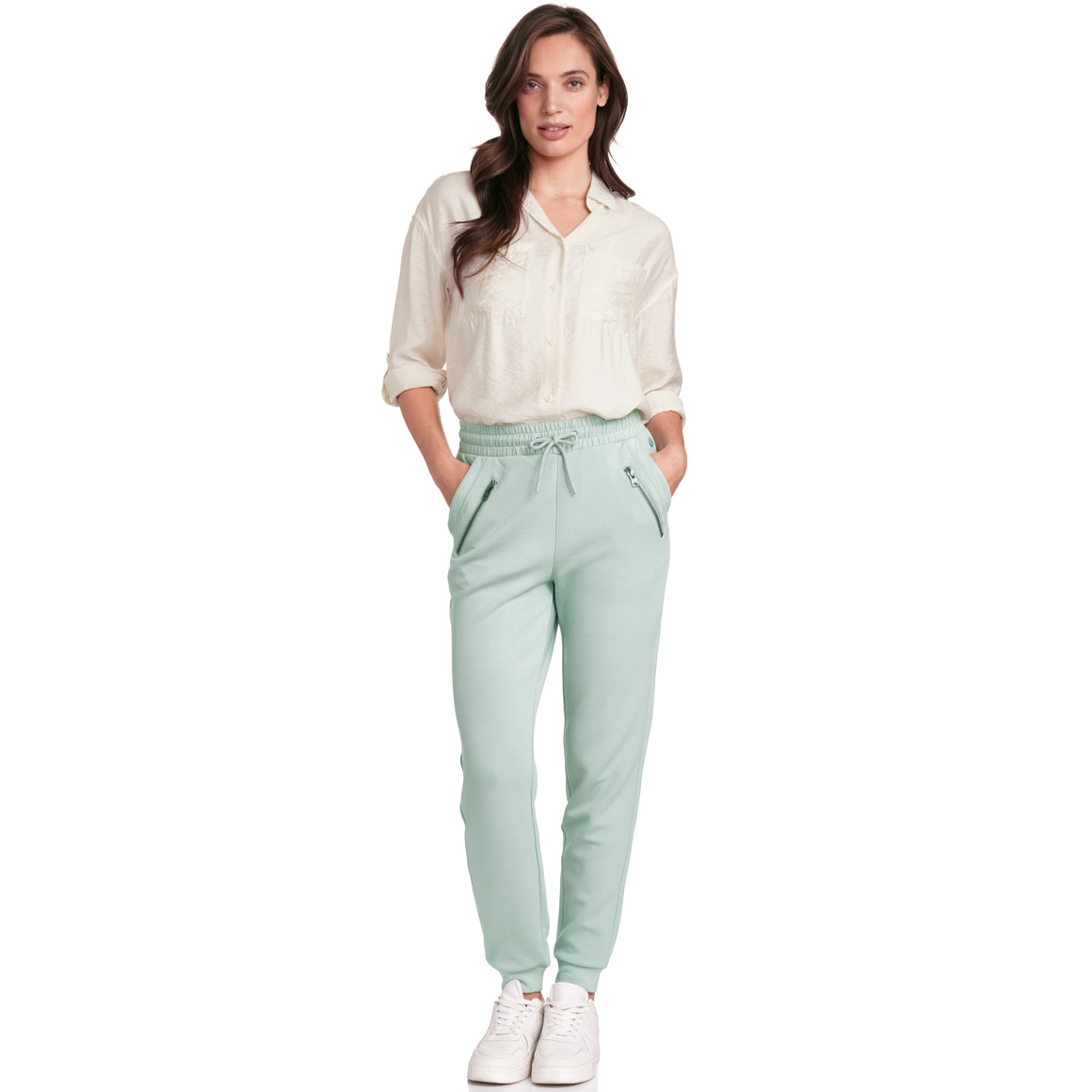 Gina Collection Damen Longbluse mit Kentkragen weiss