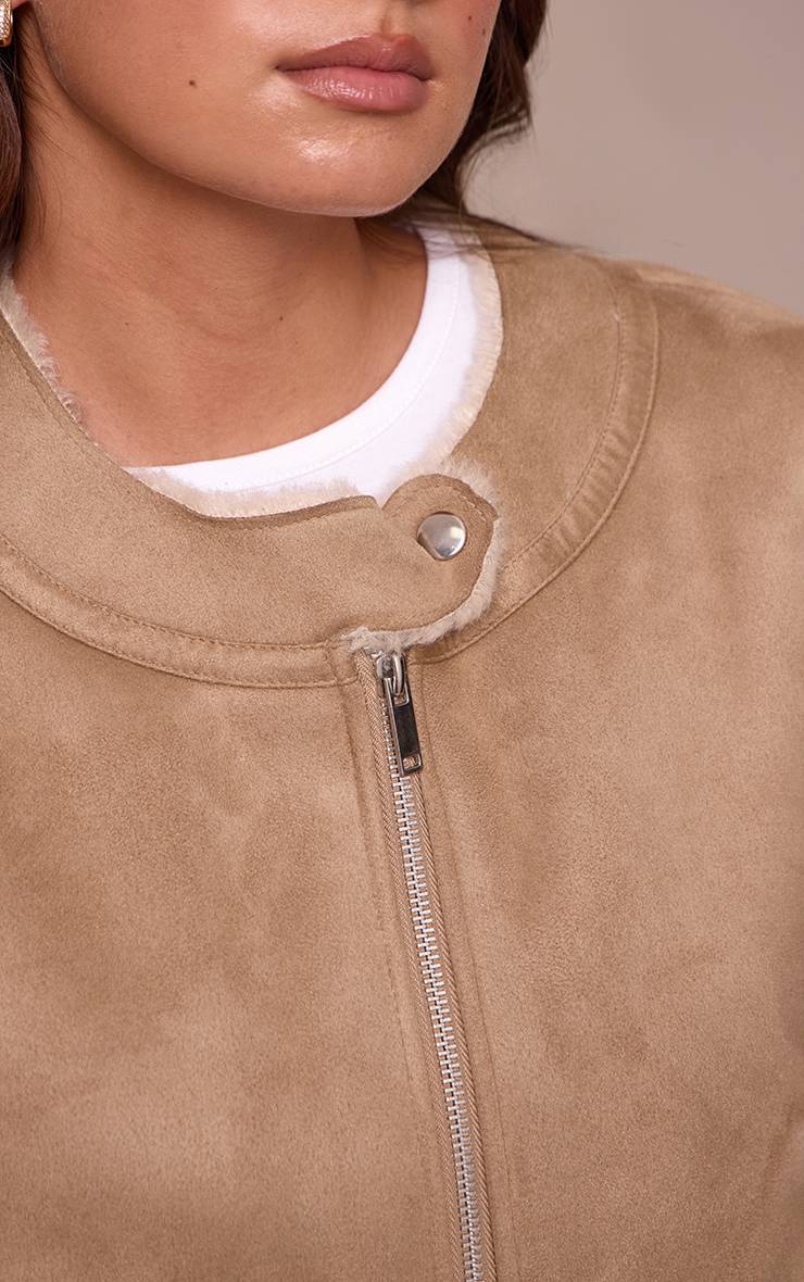 Beige Gilet Sans Manches En Synthétique Doublure Imitation Mouton