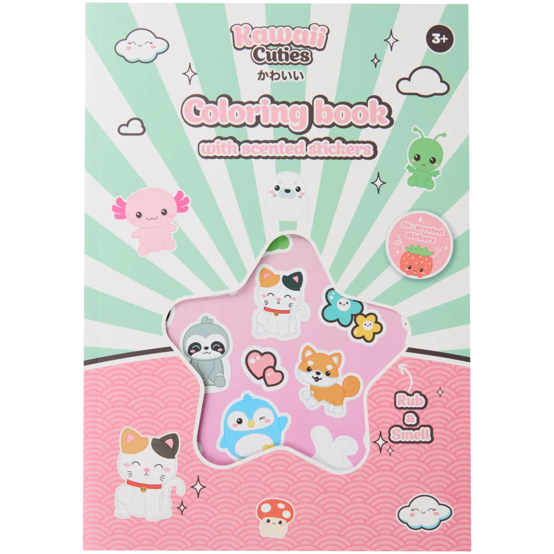 Livre de coloriage avec autocollants Kawaii
