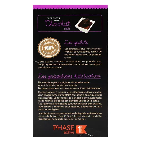 Sobremesa de chocolate amargo com alto teor de proteína Protifast, 7 sachês.