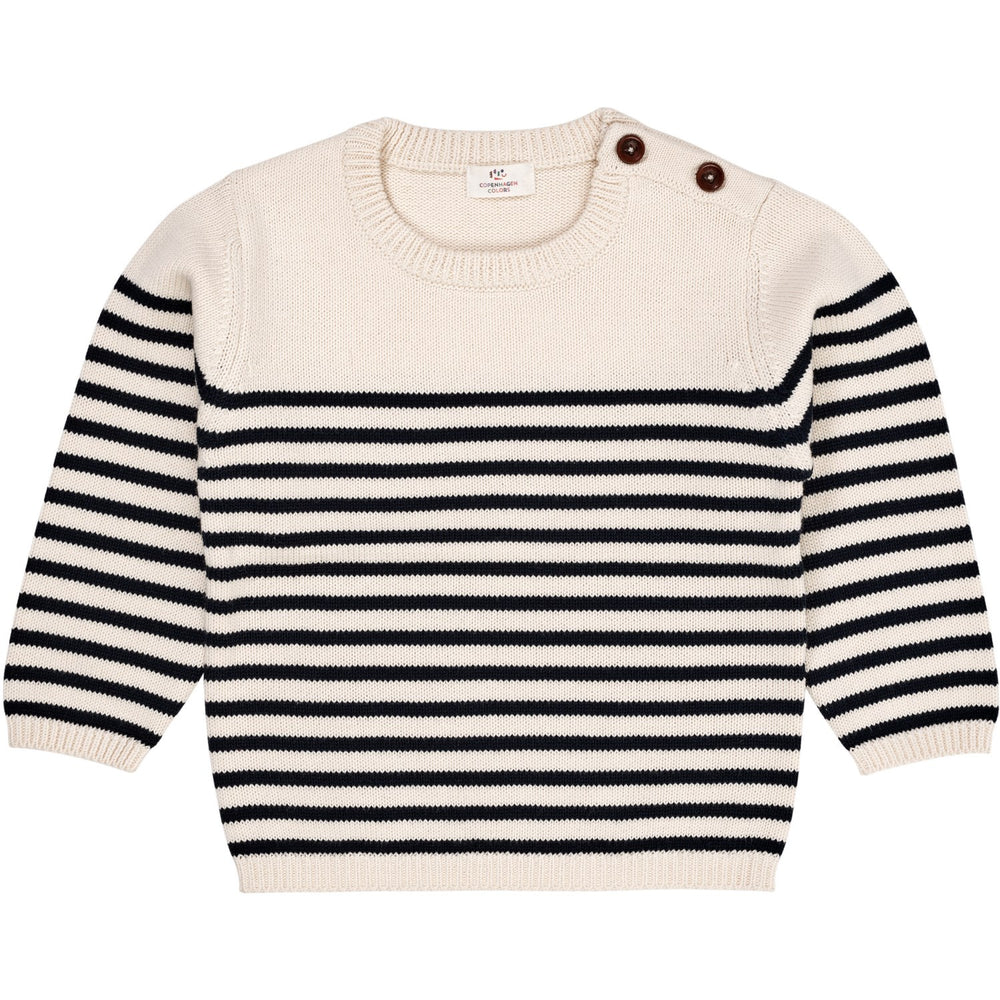 Cream Navy Combi Strikket Striped Sailor Sweater
