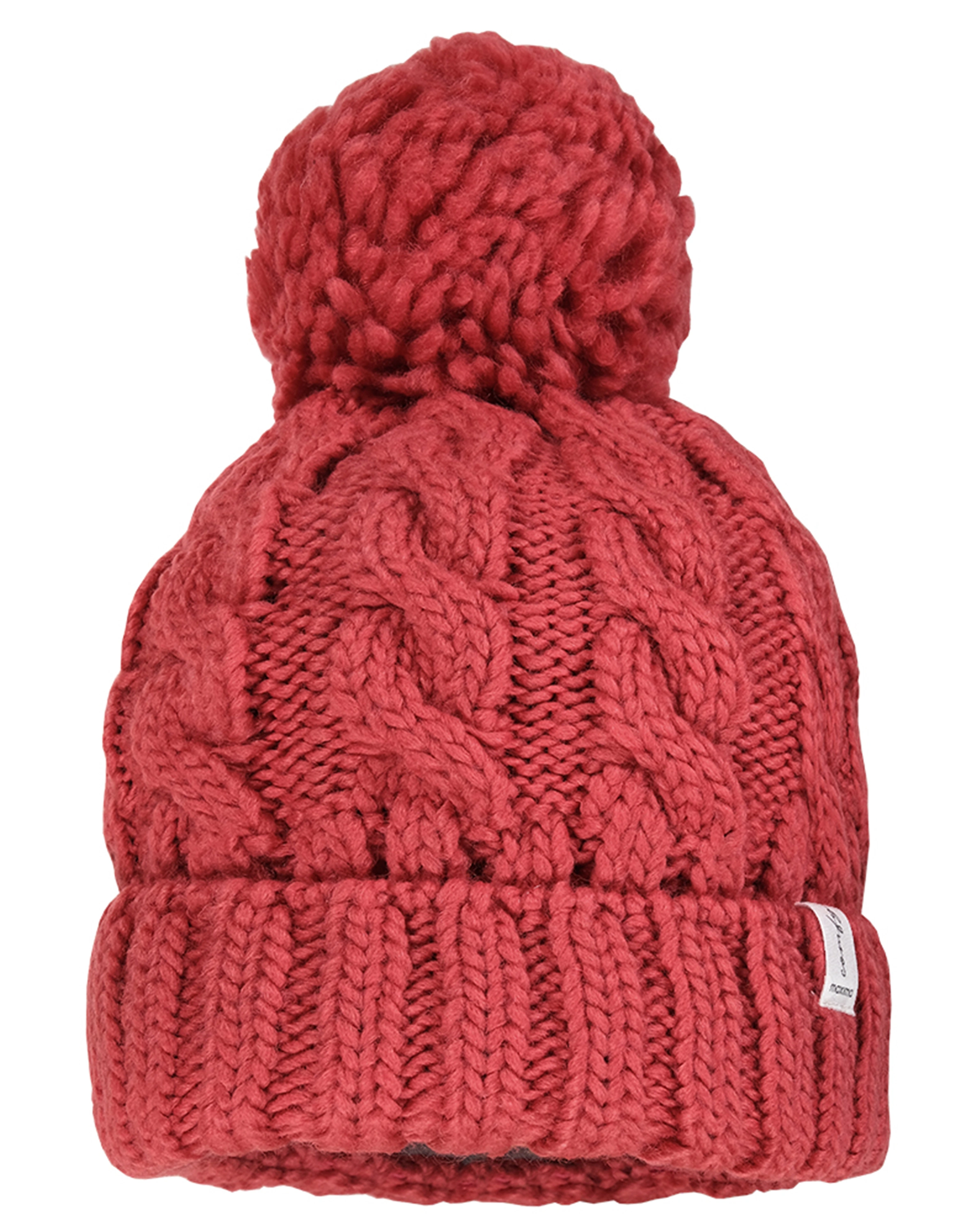Strick-Bommelmütze CABLE in bratapfel