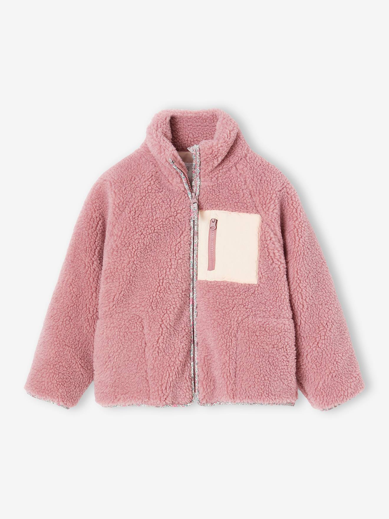 Jaqueta esportiva Sherpa para meninas, rosa antigo