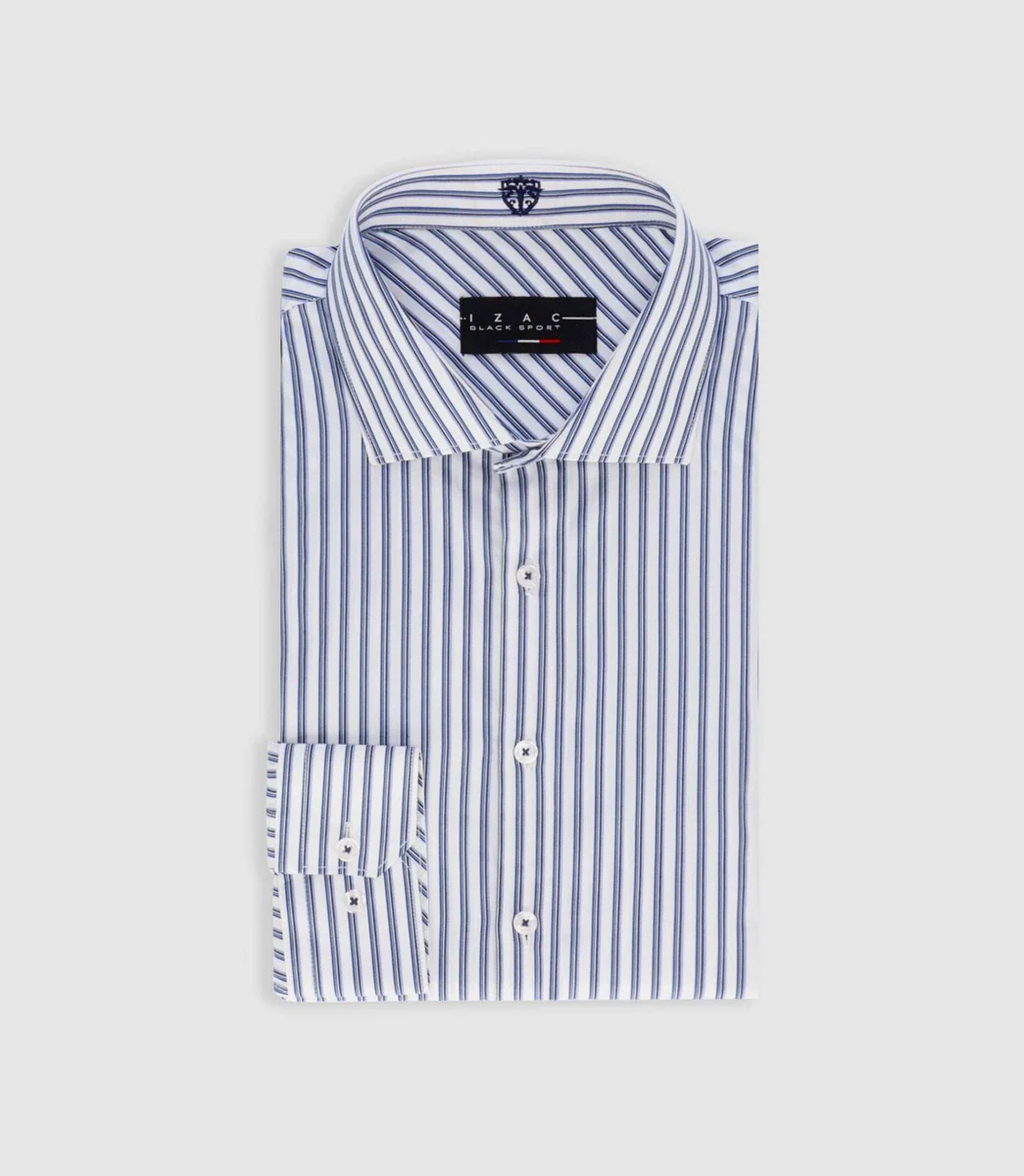 Chemise tissée à rayures bleu PELOUSE