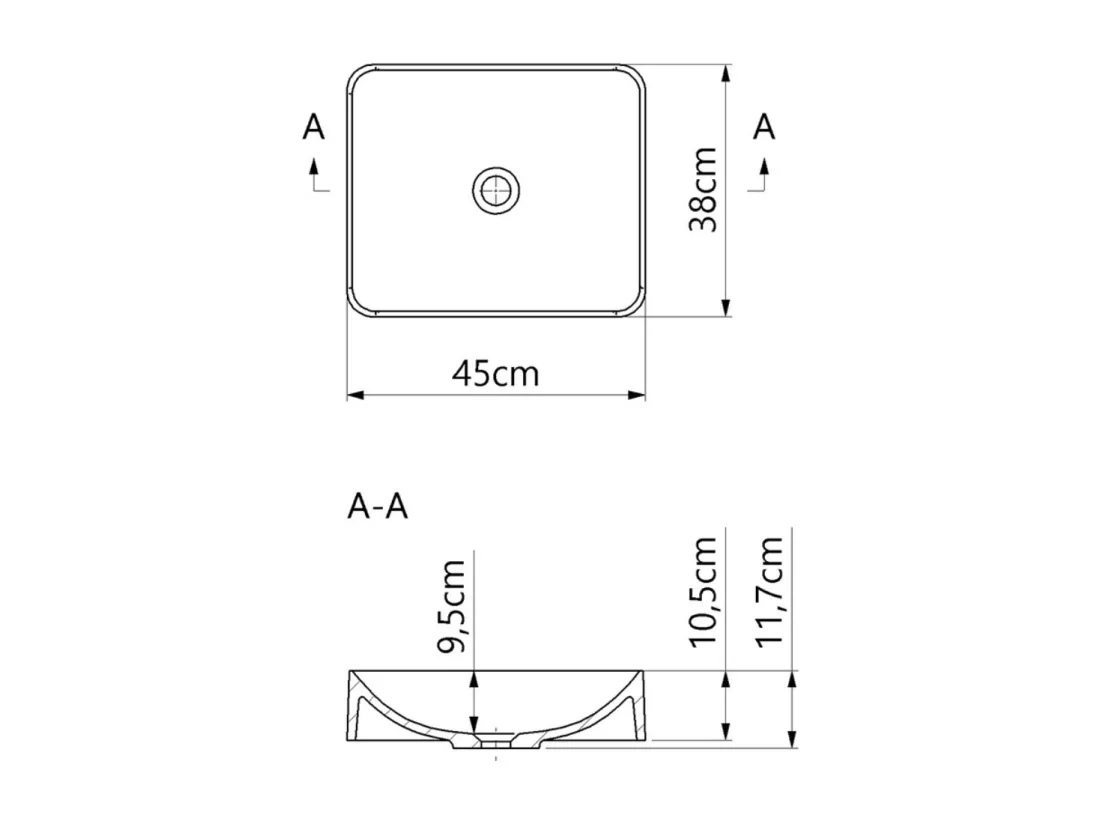 Vasque à poser OSCAR - 75% Minéral Blanc Mat Carré 45*38*H11.7cm - LAVABERG