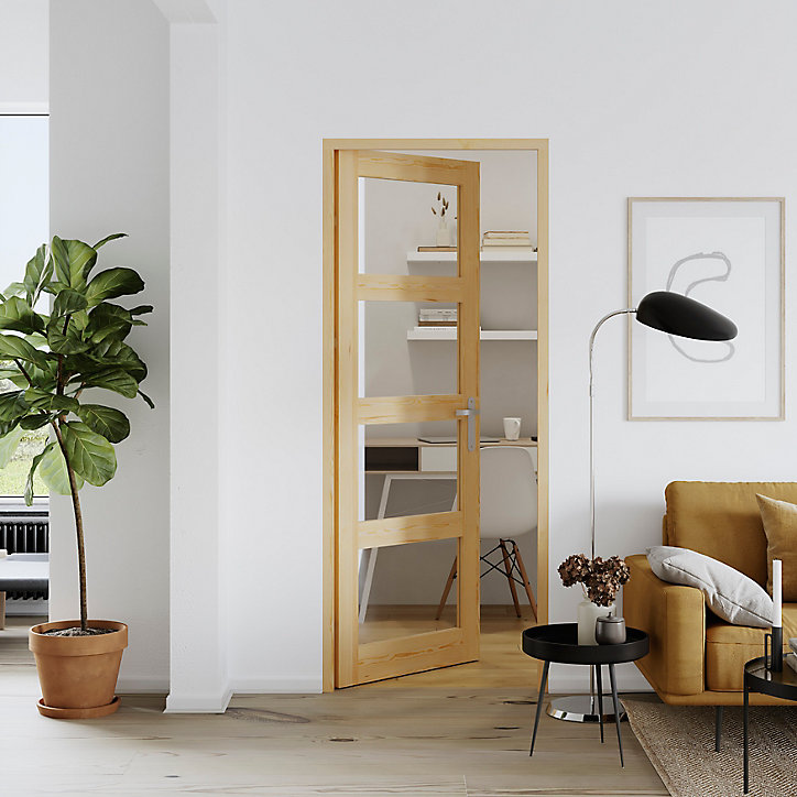Bloc-porte Connemara pin vitré H.204 x l.93 cm, poussant droit