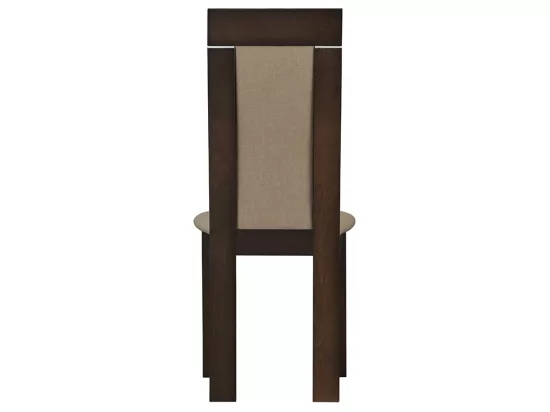 Lot de 2 chaises BELINDA - Hêtre et tissu - Coloris : Noyer et Beige