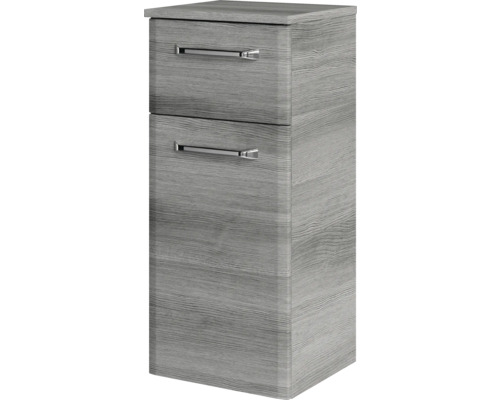 Pelipal Quickset 328 badkamermeubelset (B x H x D 175 x 200 x 39 cm), grafiet getextureerde fronten (horizontaal patroon), met witte glazen wastafel, hoge kast, onderkast en bovenkast (328.120008)