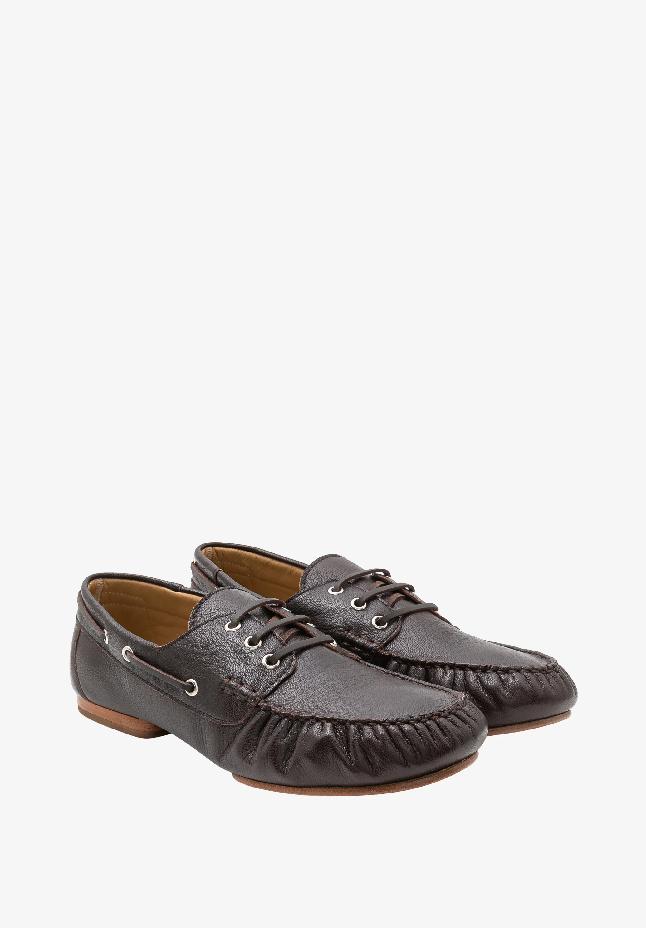Chaussures bateau en cuir - Marron fonce