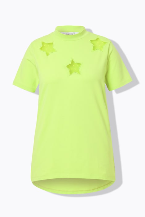 T-Shirt, CutOut Mesh-Sterne, Stehkragen