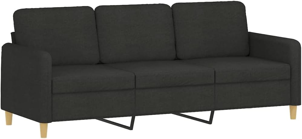 3-Sitzer-Sofa Schwarz 198 cm Modernes Stoffsofa mit Metallgestell Robuste Polstergarnitur für Wohnzimmer Büro und Flur