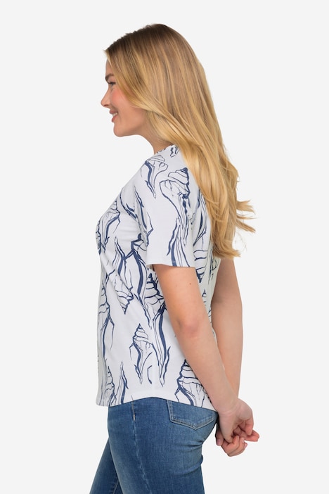 T-Shirt, Muschel.Print, Rundhals, Halbarm, OEKO-TEX MIG