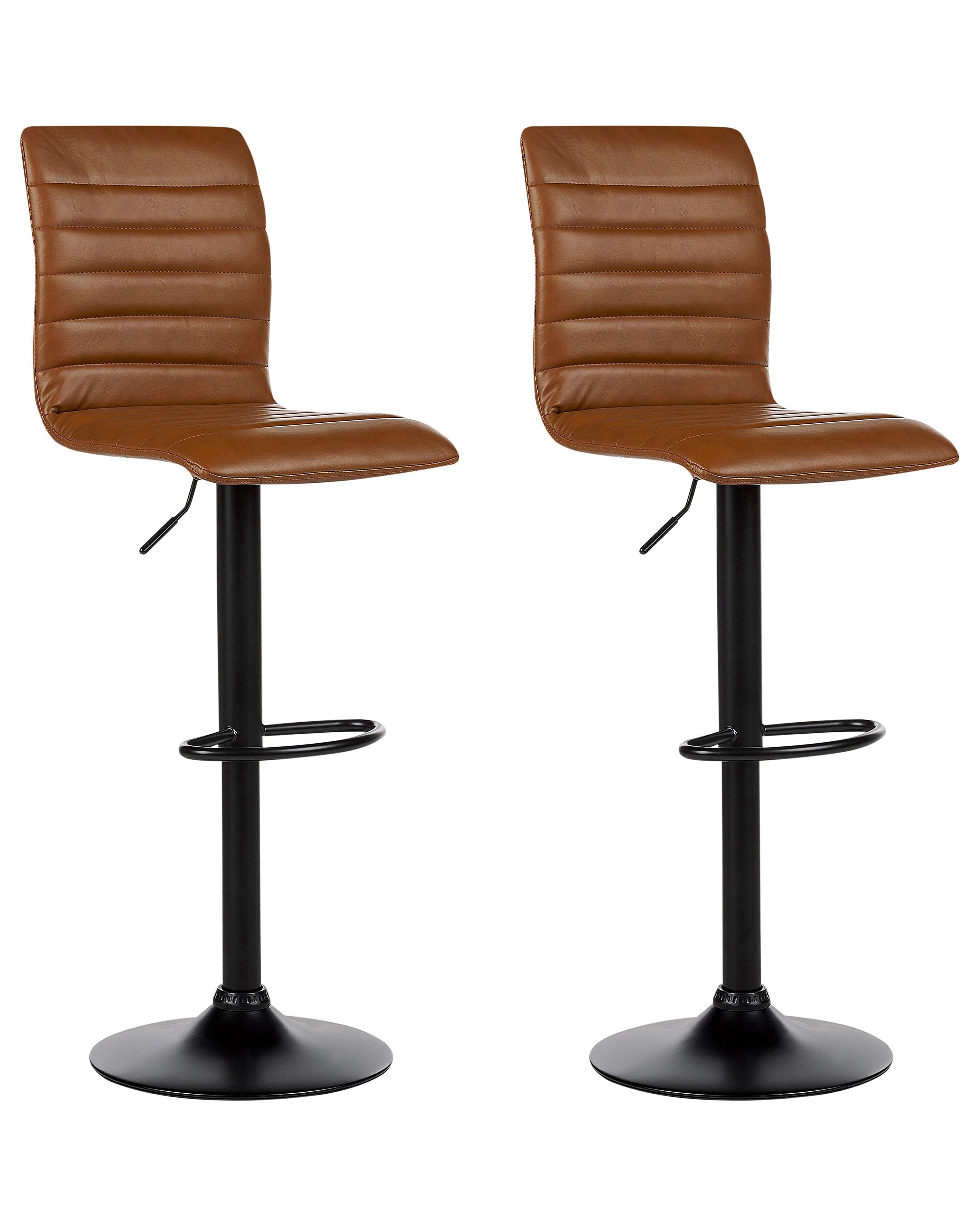Set van 2 barstoelen LUCERNE Kunstleer draaibaar Goudbruin