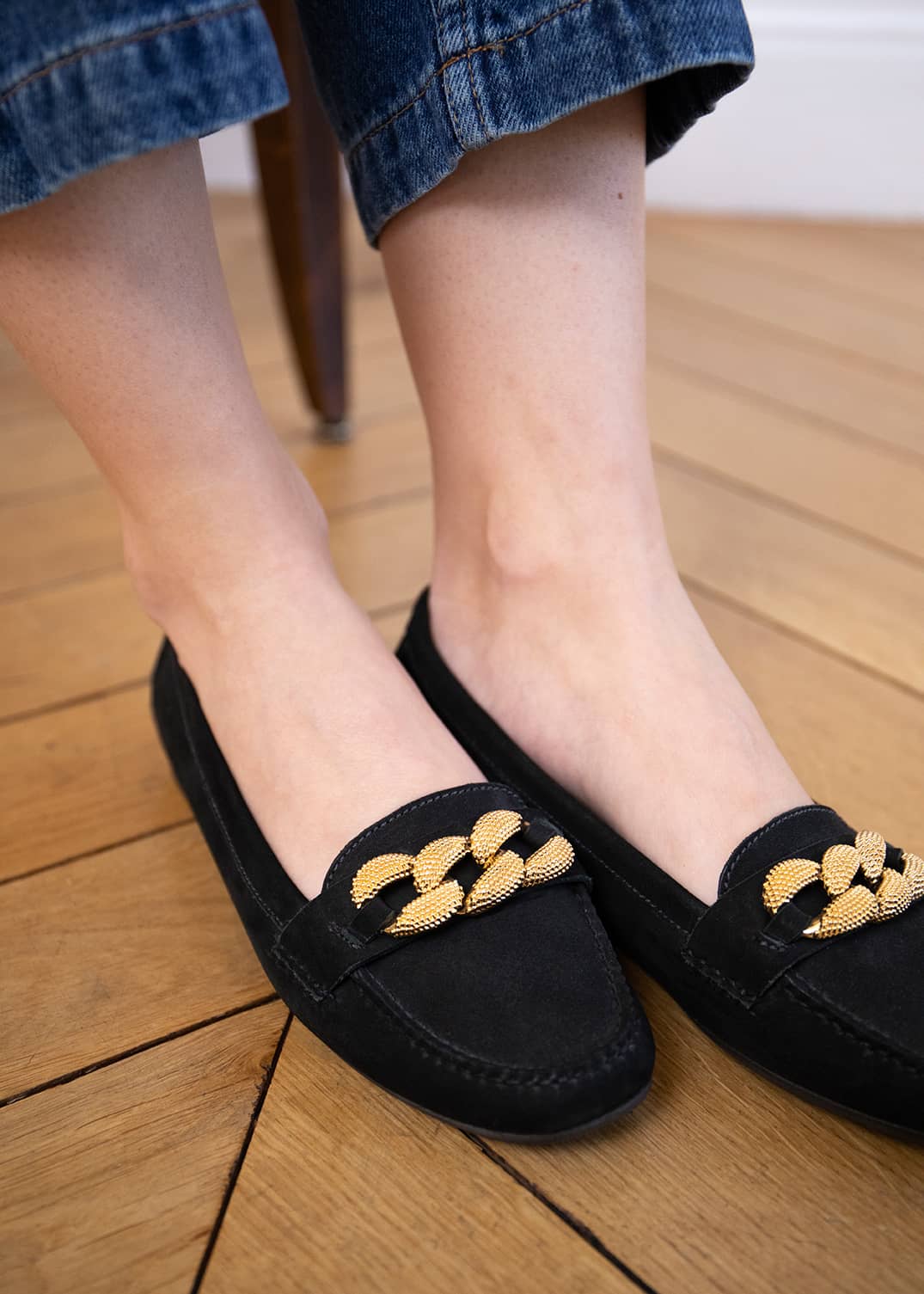 MOCASSIN R ROUND MOC VELOURS NOIR