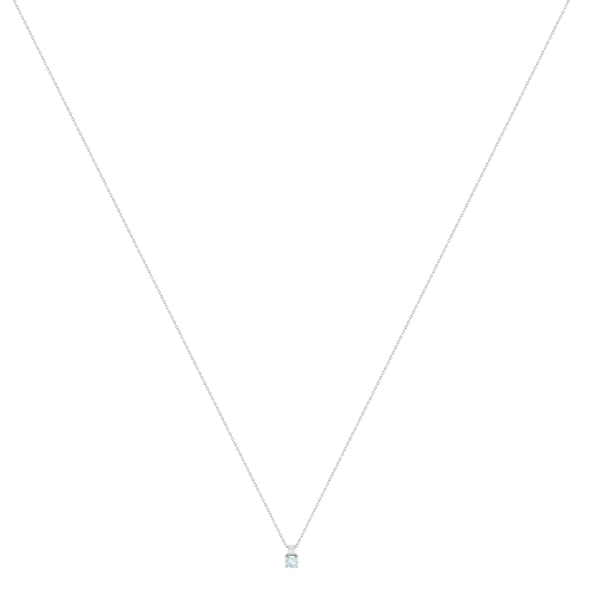 Collier or 375 blanc aigue-marine zirconia, 45 cm