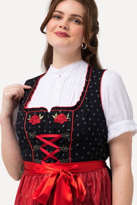 Dirndl, Blütenstickerei, Carree-Ausschnitt, ärmellos