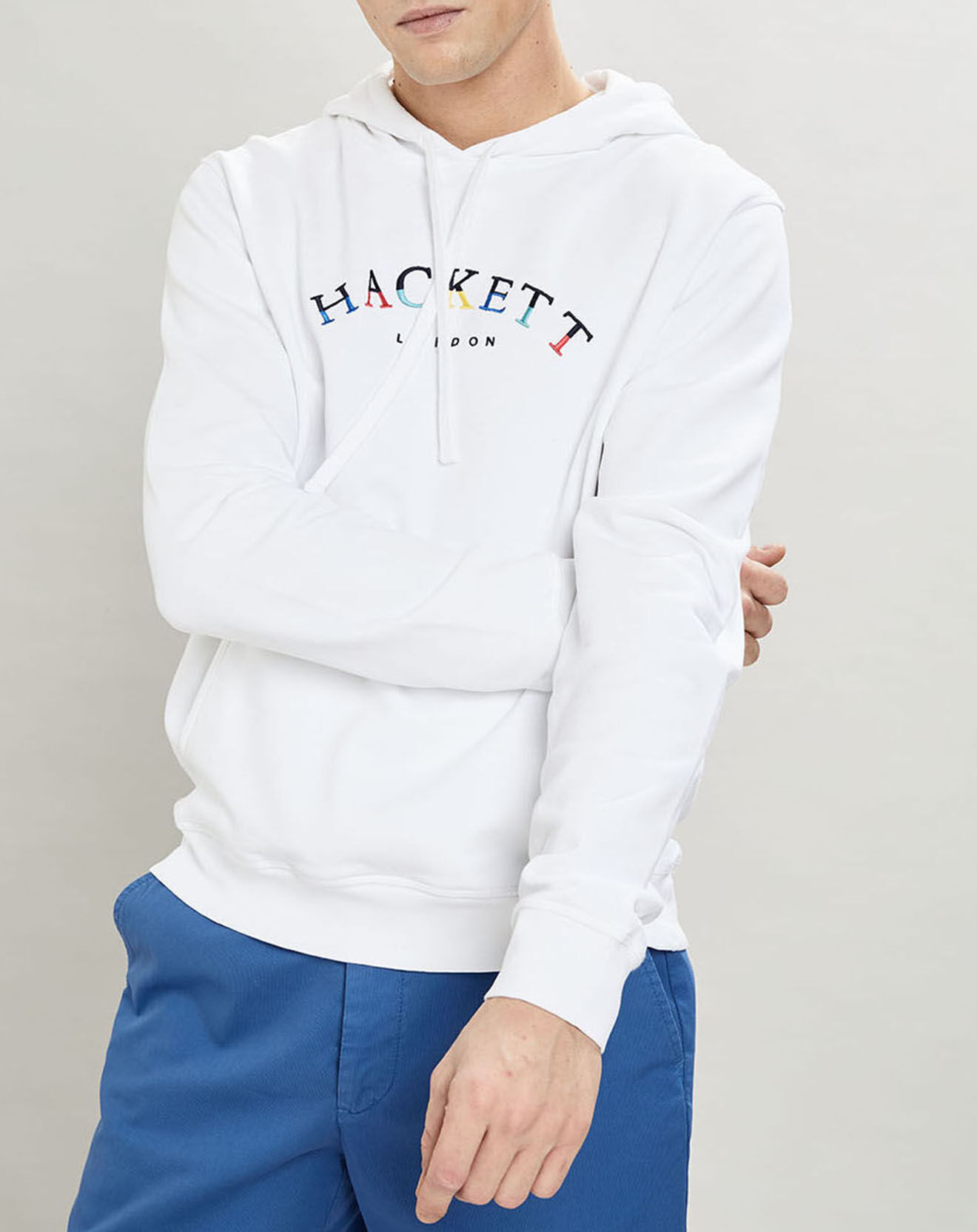 Hackett London Sweat à capuche brodé blanc