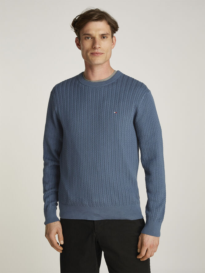 Tommy Hilfiger HERRINGBONE STRUCTURE C NK Aegean sea