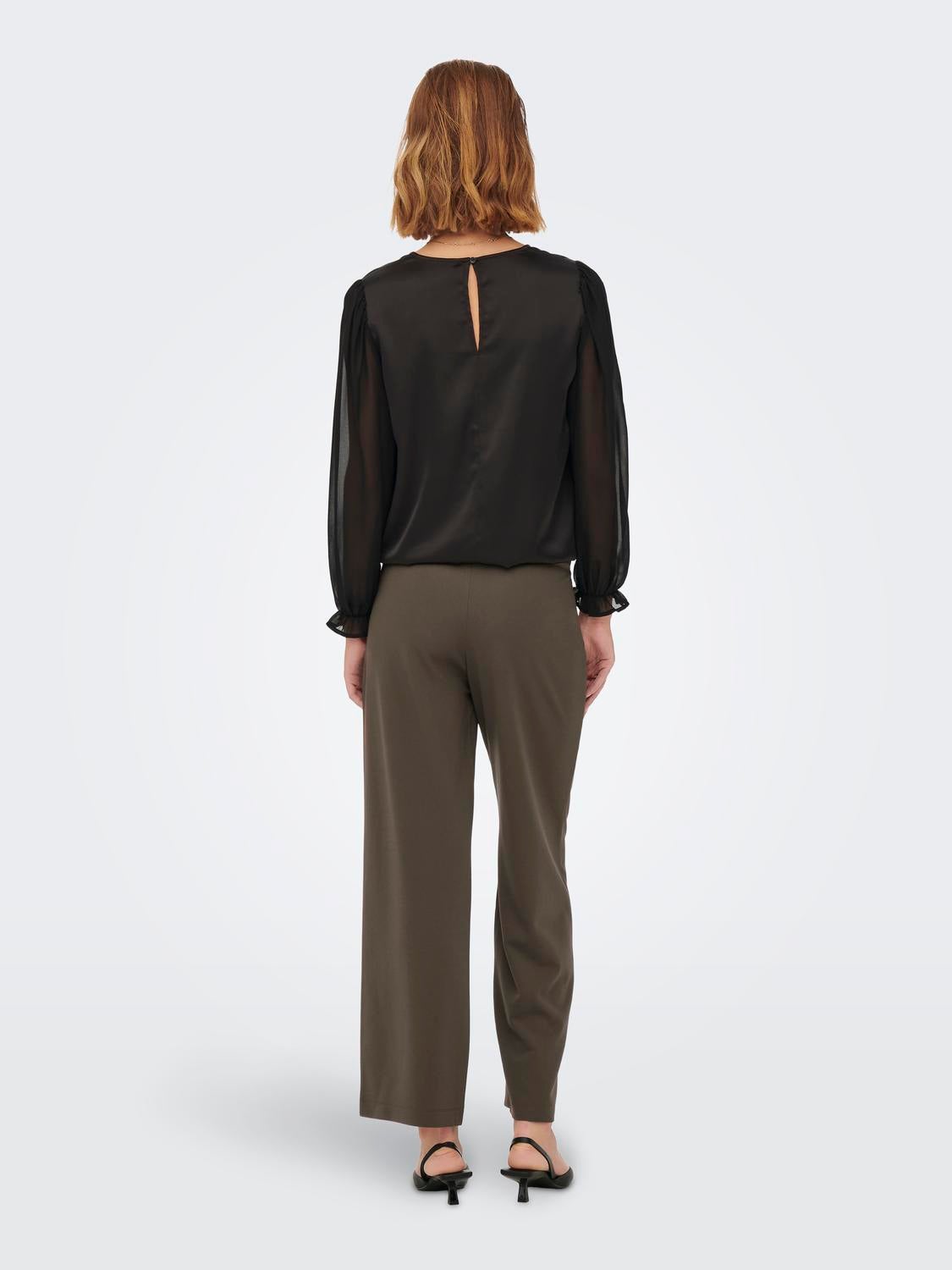 JDYGEGGO Mittlere Taille Weiter Beinschnitt Hose mit weitem Beinschnitt Chocolate Brown