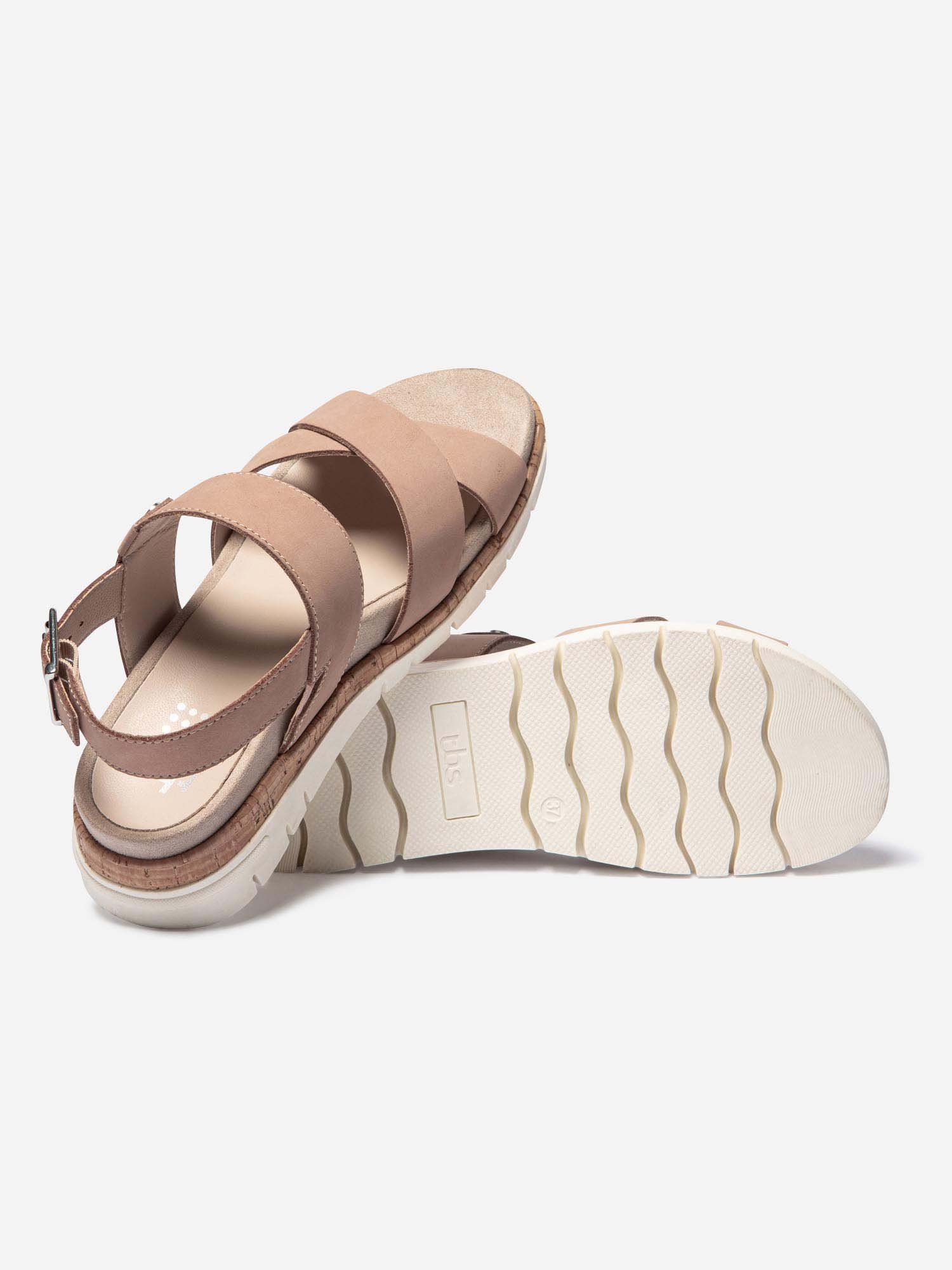 Sandales Femme Semelle Mi-Haute Cuir Beige