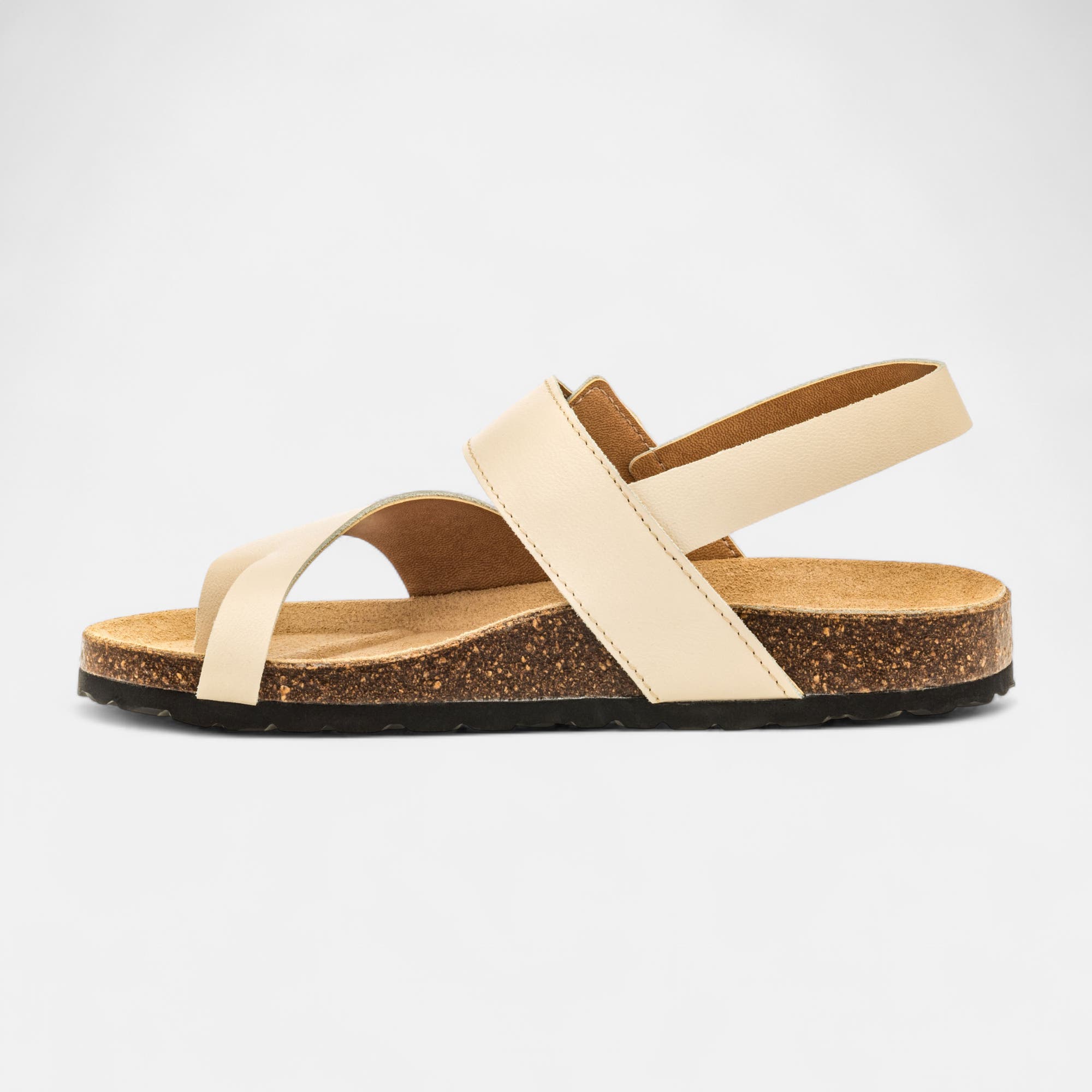 Mules semelle liège Femme en cuir beige