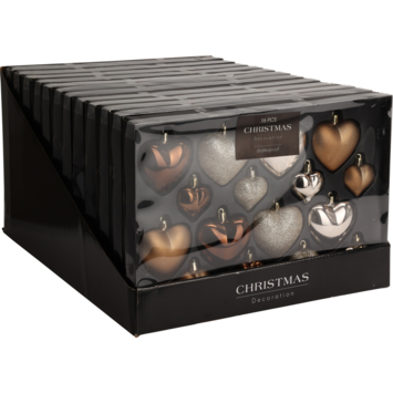 Figuur kersthanger set hartjes bruin goud wit mix keramiek divers