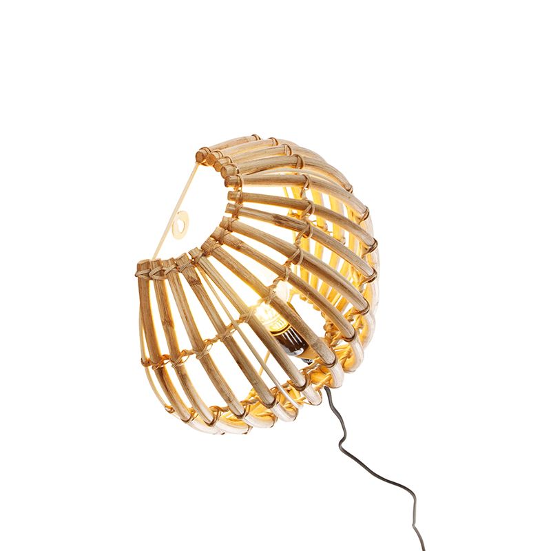 Landelijke wandlamp bamboe half rond - Canna
