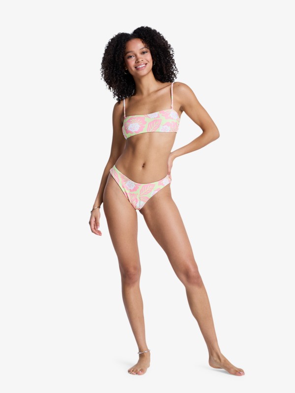 Hibiscus Hype RV Cheeky High Leg Bas de bikini réversible Vert Femme