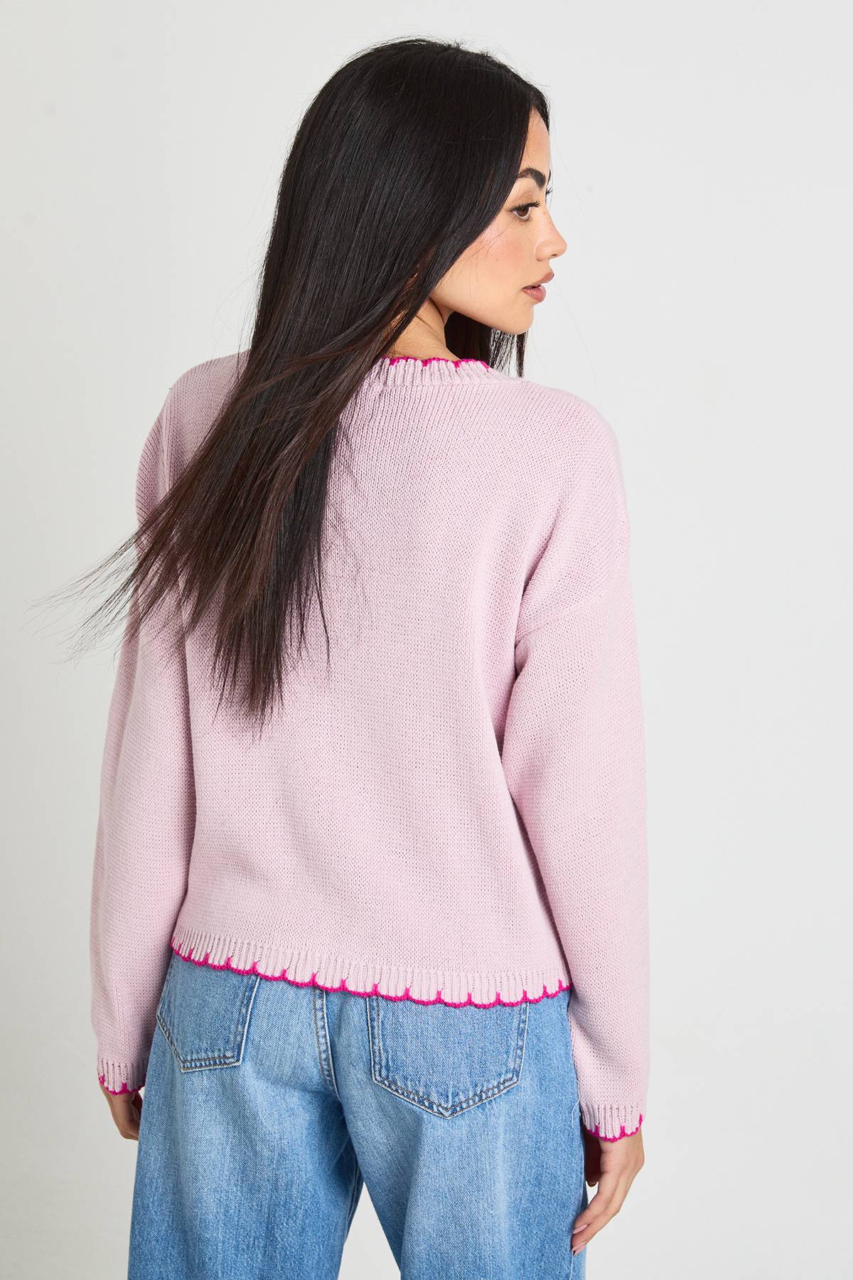 boohoo Cardigan Court Tricoté À Point De Feston