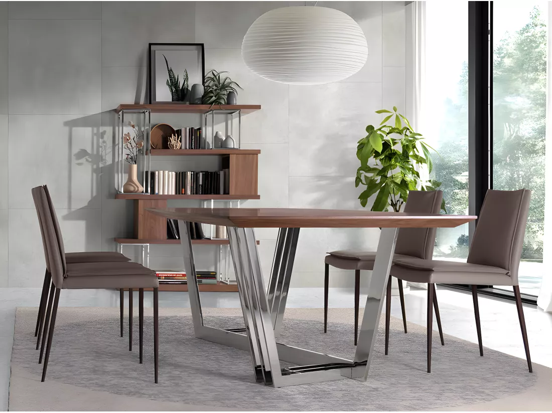 Etagère de noyer et acier chromé 3220 ANGEL CERDA