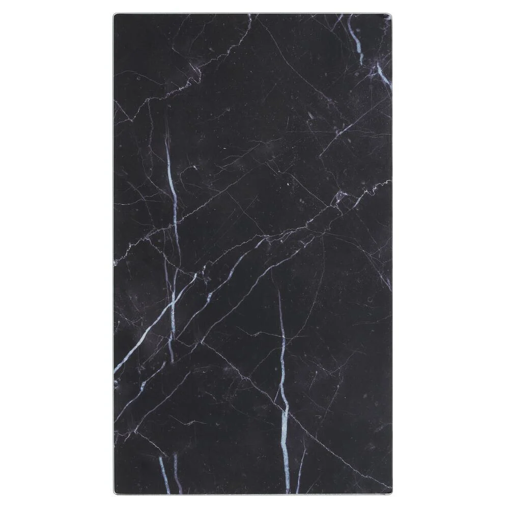 Cache plaque de cuisson en verre noir effet marbre 52x30cm