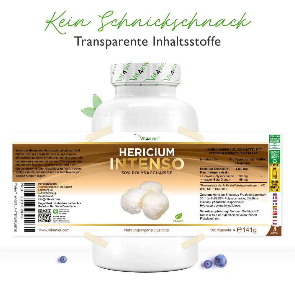vit4ever Hericium Erinaceus Intenso Pilz