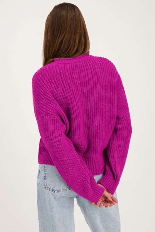 Paarse oversized trui met opstaande kraag