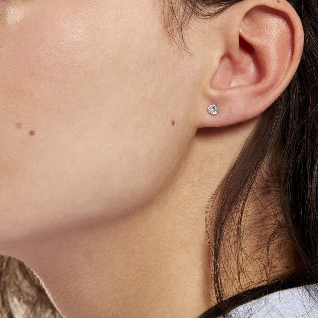 Boucles D'oreilles Puces Eddie Or Blanc Oxyde De Zirconium