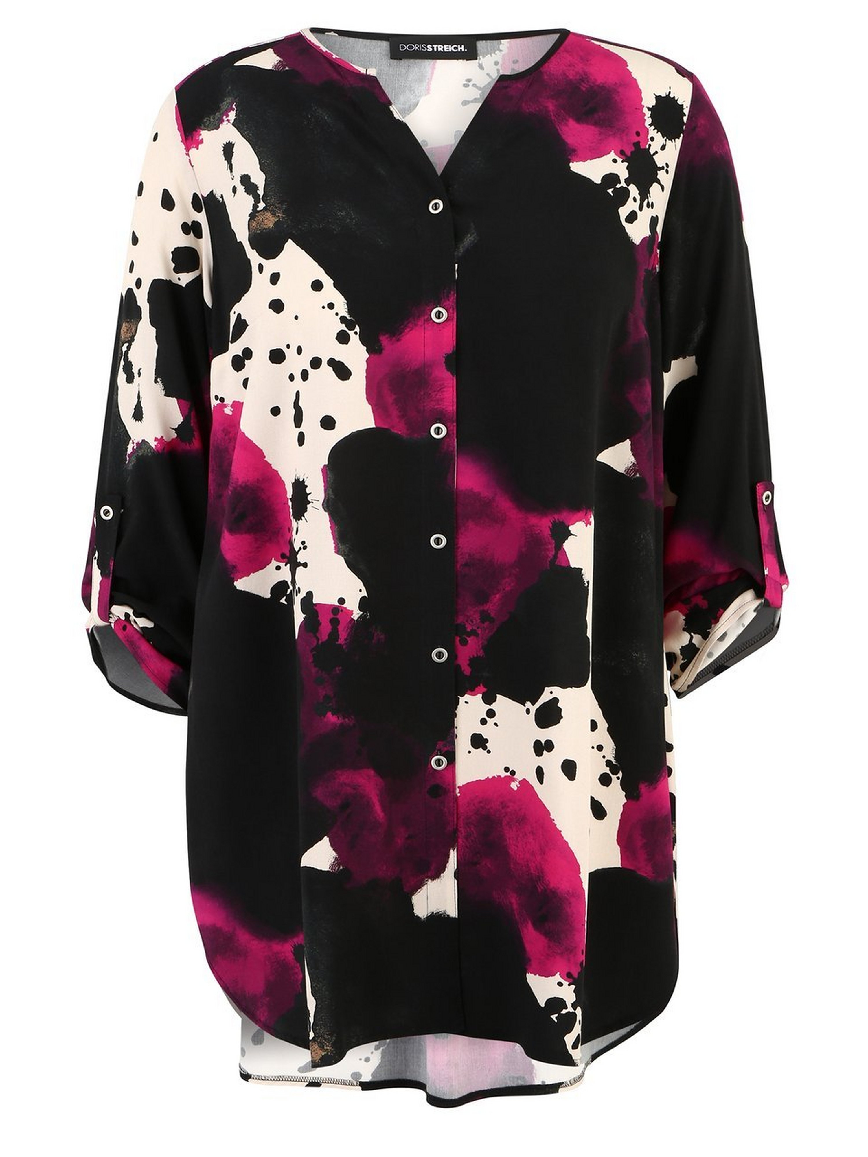 Long-Bluse mit V-Ausschnitt