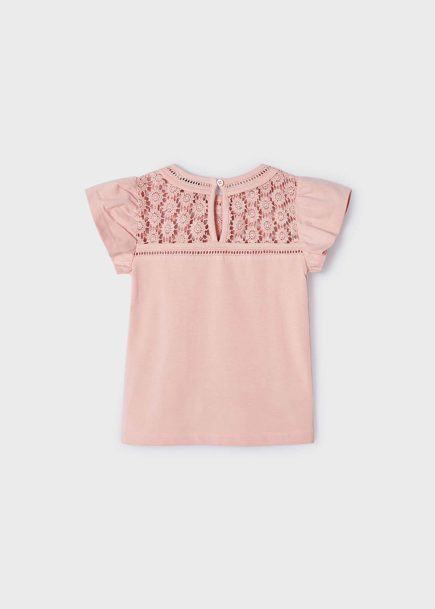 Camiseta feminina Better Cotton guipure, cor fúcsia.