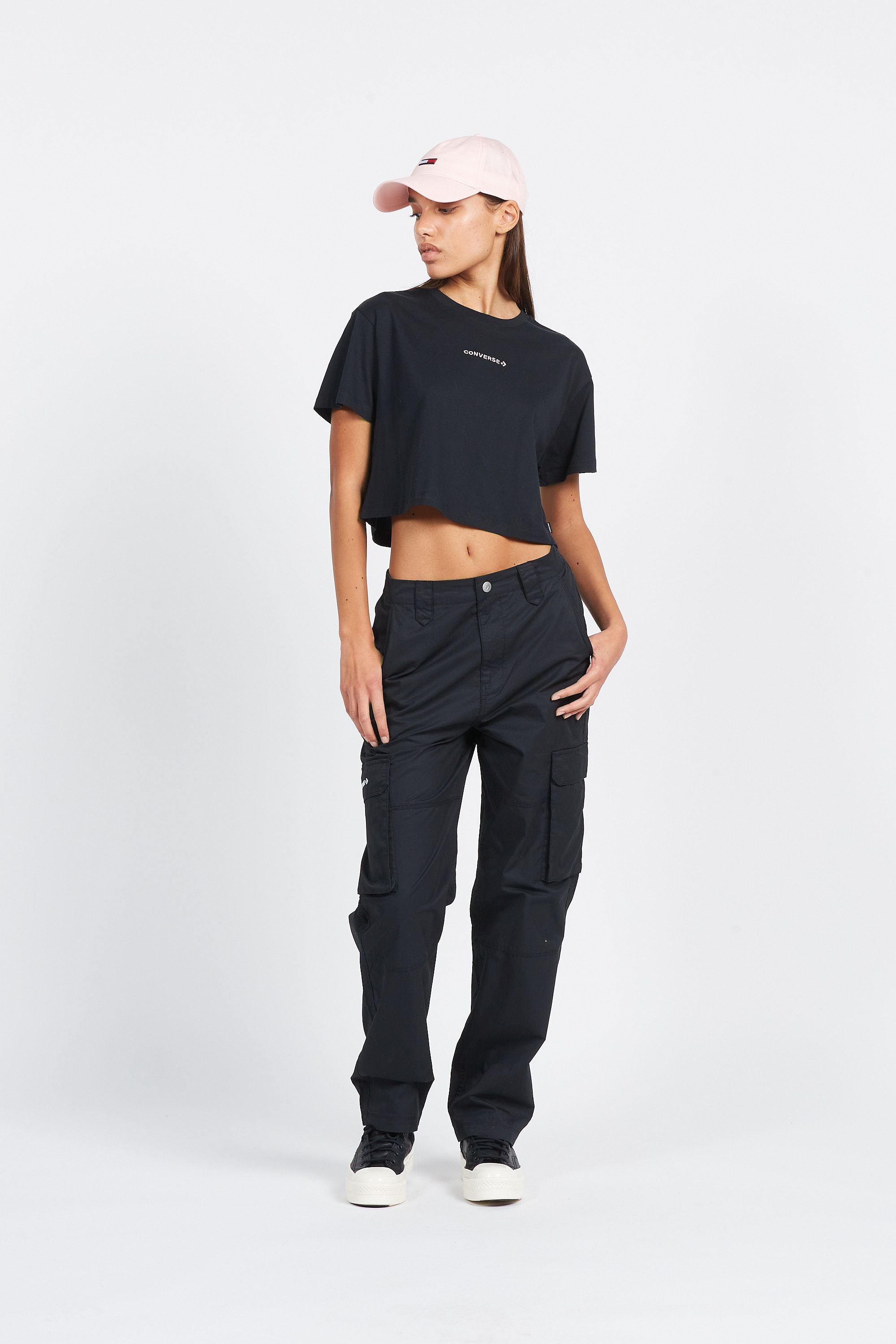 CONVERSE T-shirt  CROPPED WORDM Noir