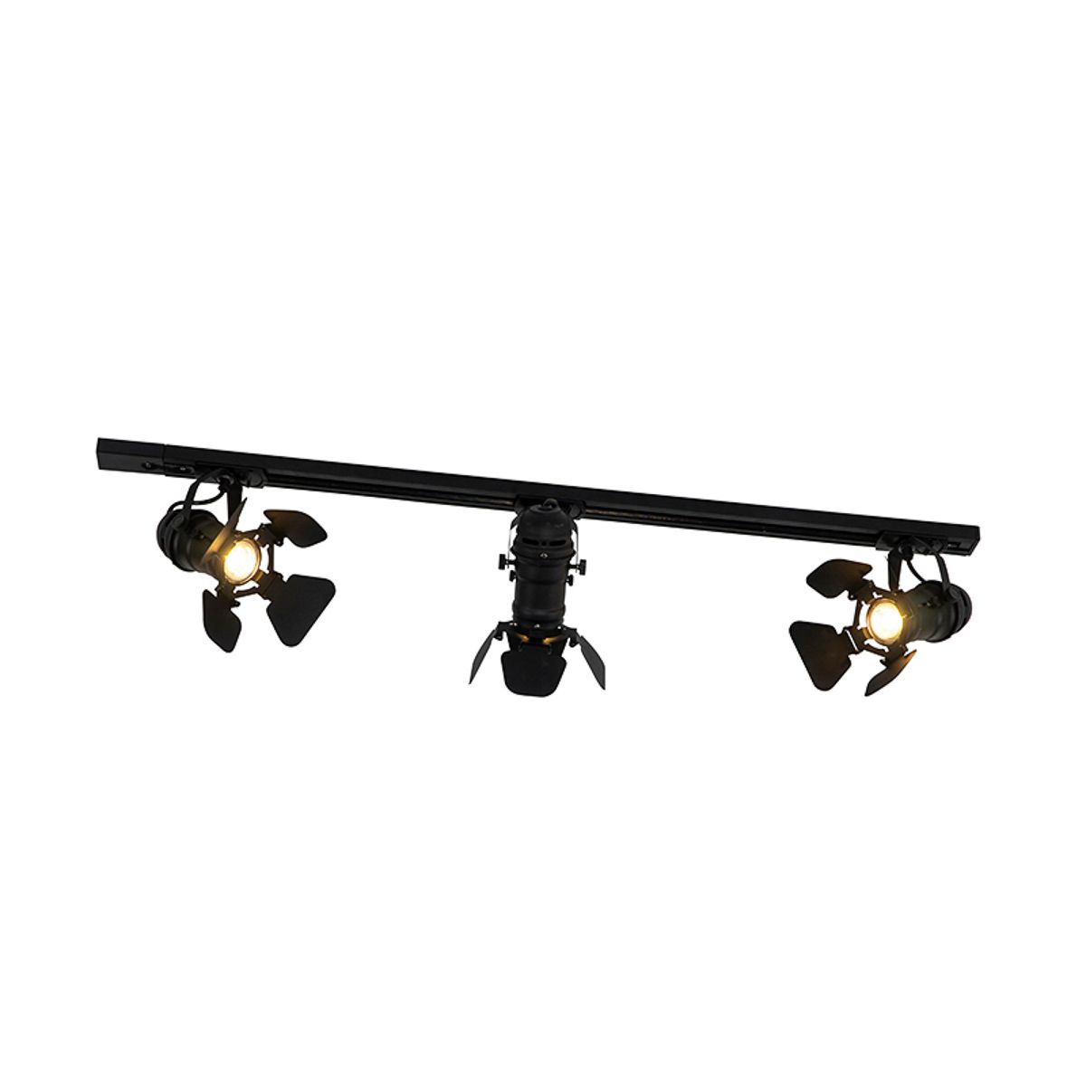 Smart railsysteem zwart 3-lichts incl. Wifi GU10 - Movie