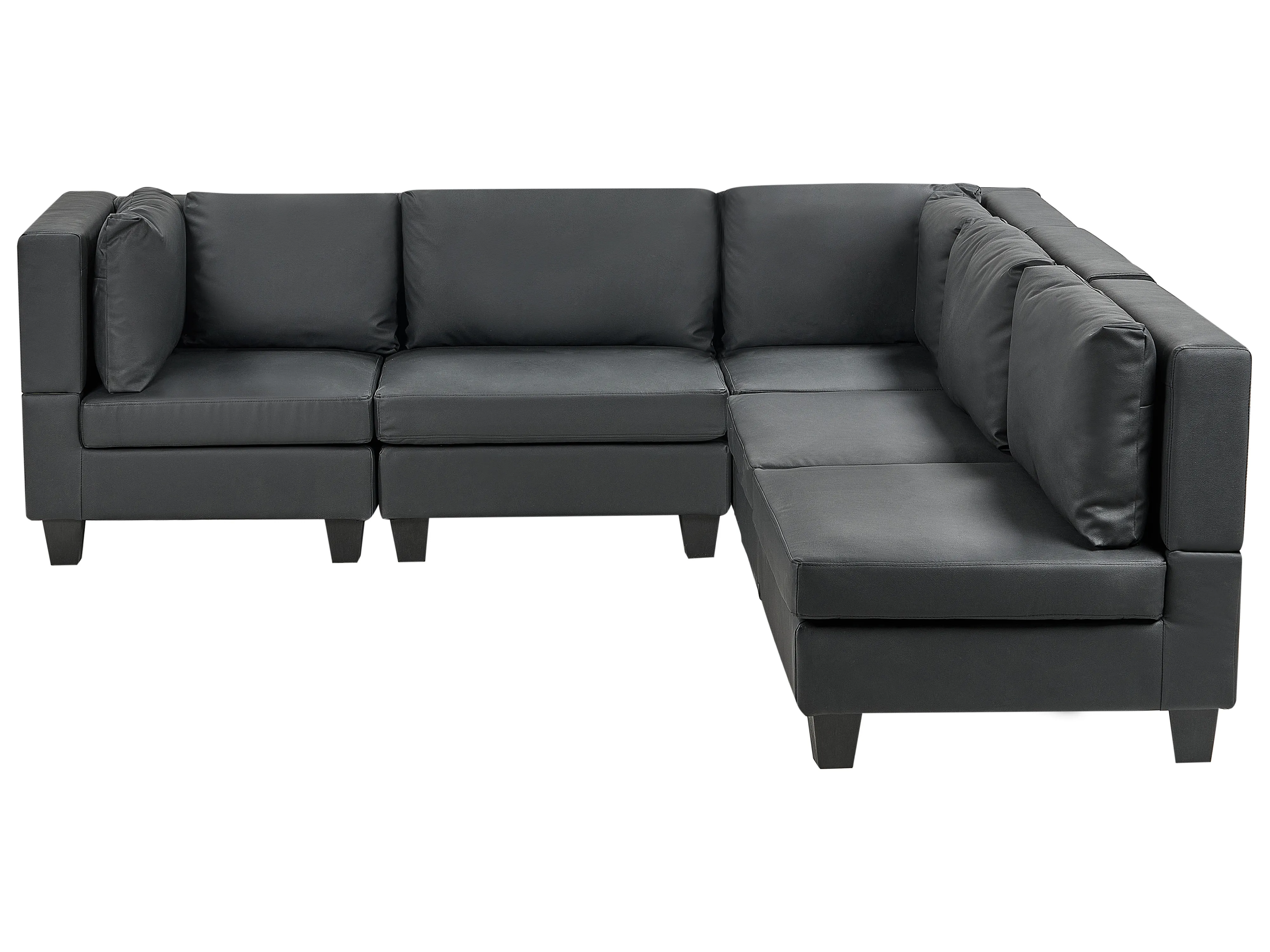 Modulaire hoekbank 5-zits UNSTAD Kunstleer Zwart linkszijdig