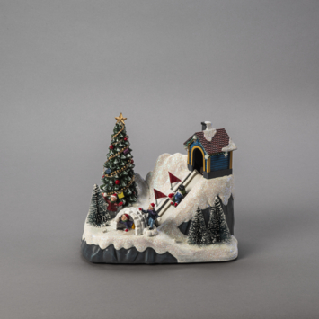 LED winter tafereel skipiste 21,5x17cm