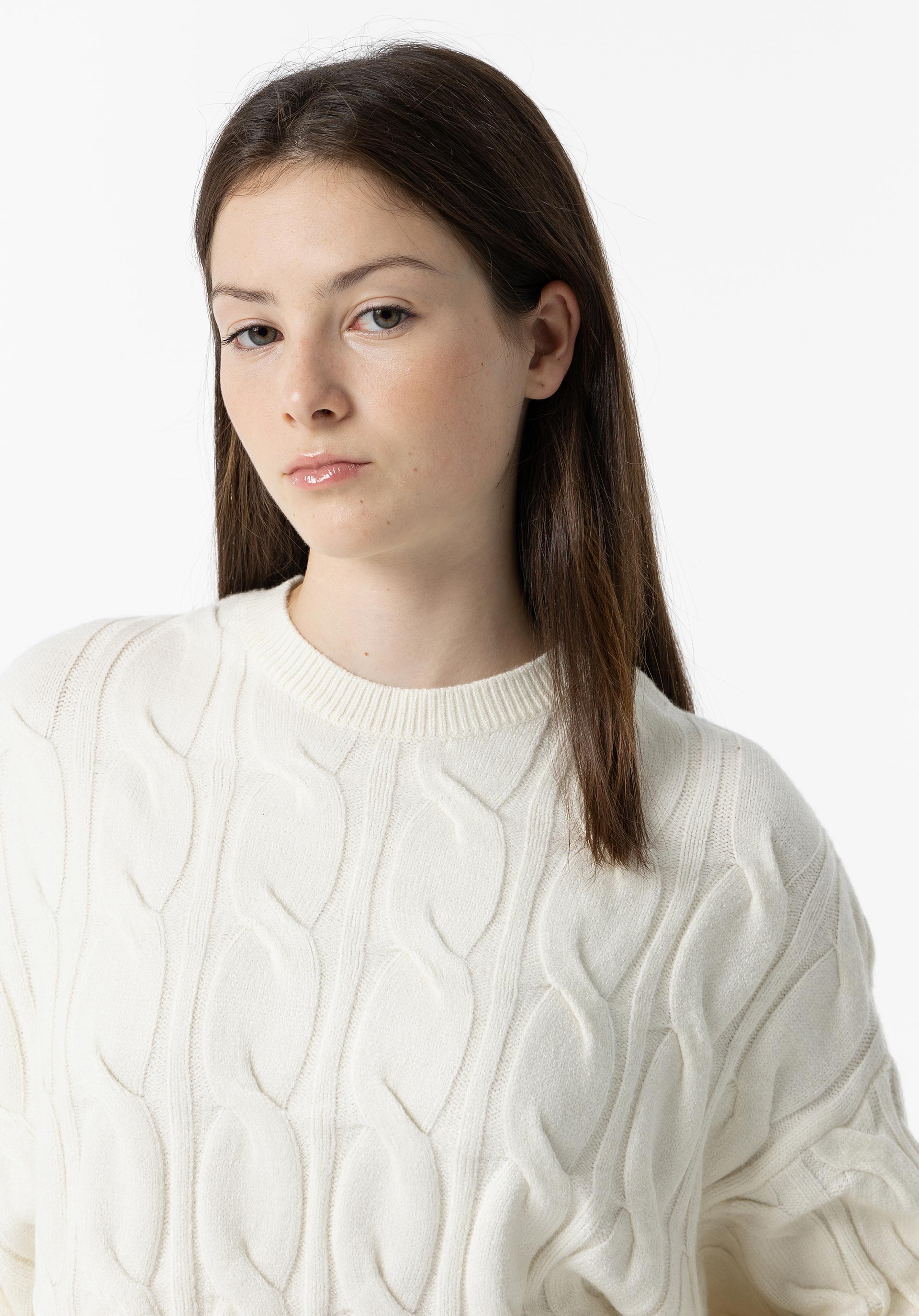 Camisola em Malha de Cabo Cropped