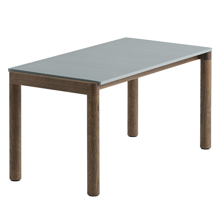 Muuto Couple salontafel 40x84 wavy donker eiken pale blue