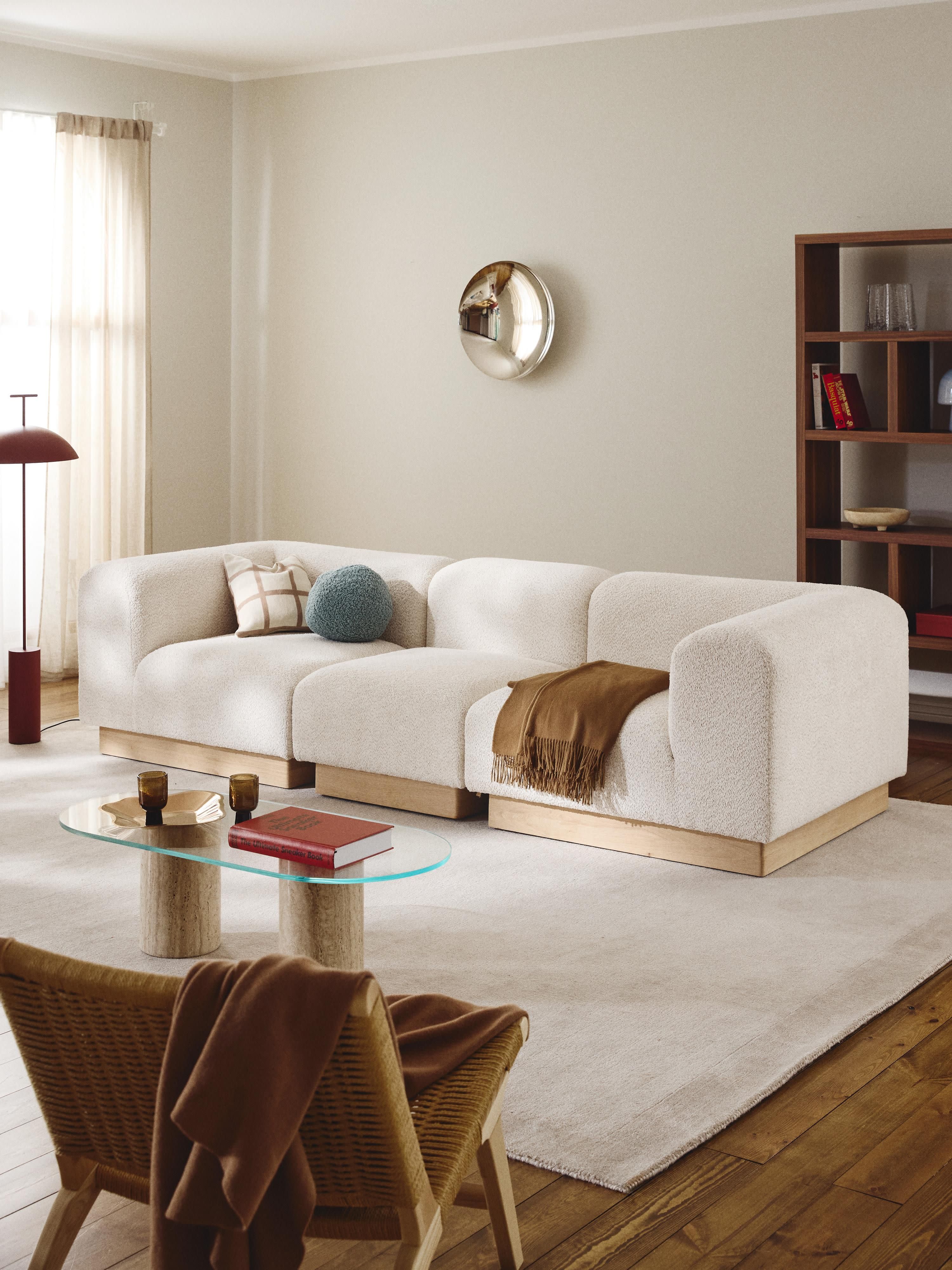 Modulaire bank Natalie (3-zits) van teddy-bouclé