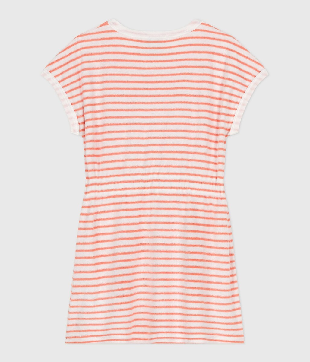 PETIT BATEAU<br>Vestido listrado de algodão com mangas curtas em tecido atoalhado