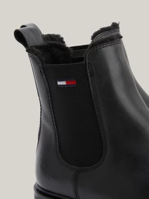 Botas Chelsea de couro com forro quente