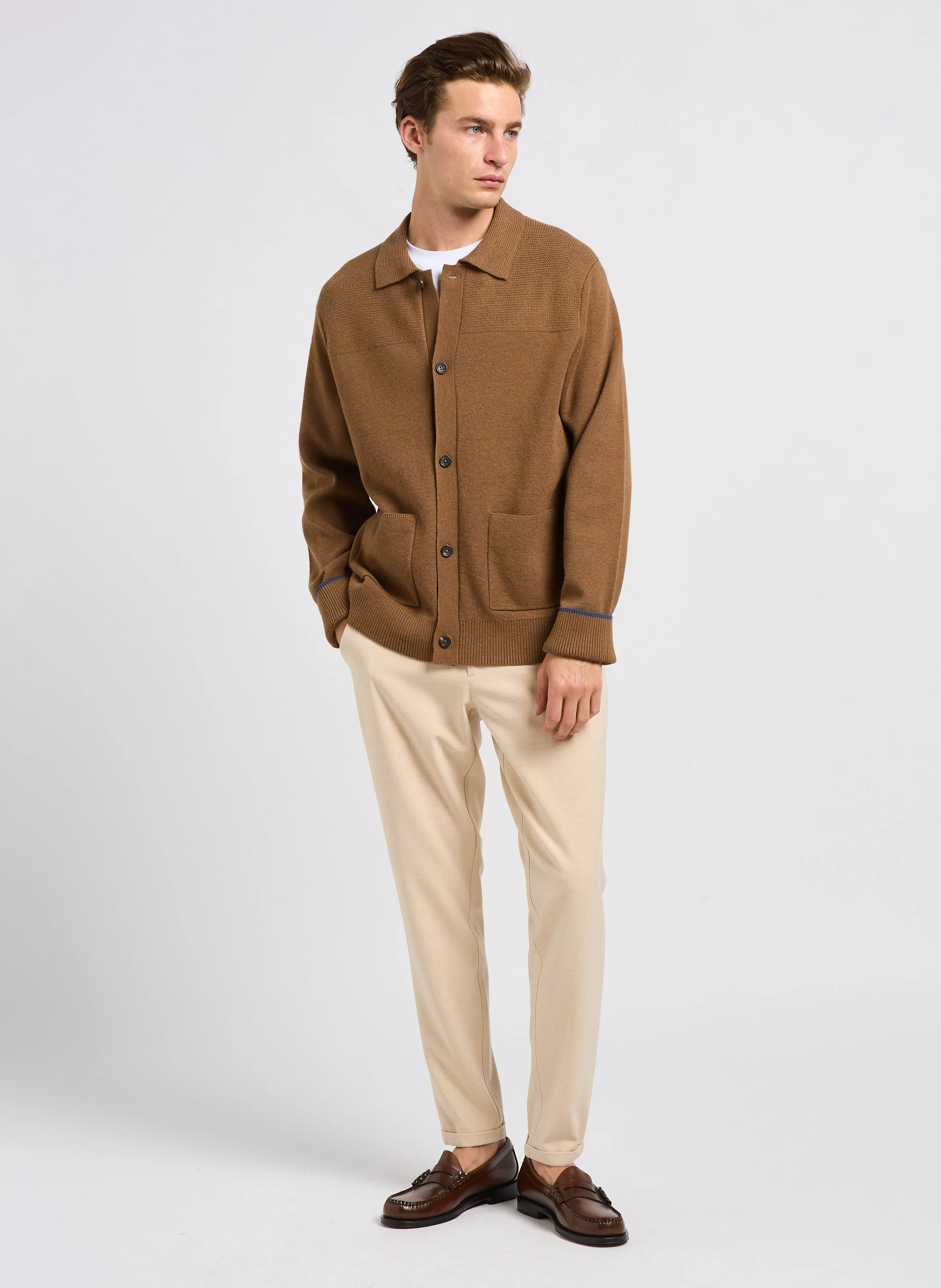 COMO - Pantalon de costume en fibres recyclées mélangées | Marron